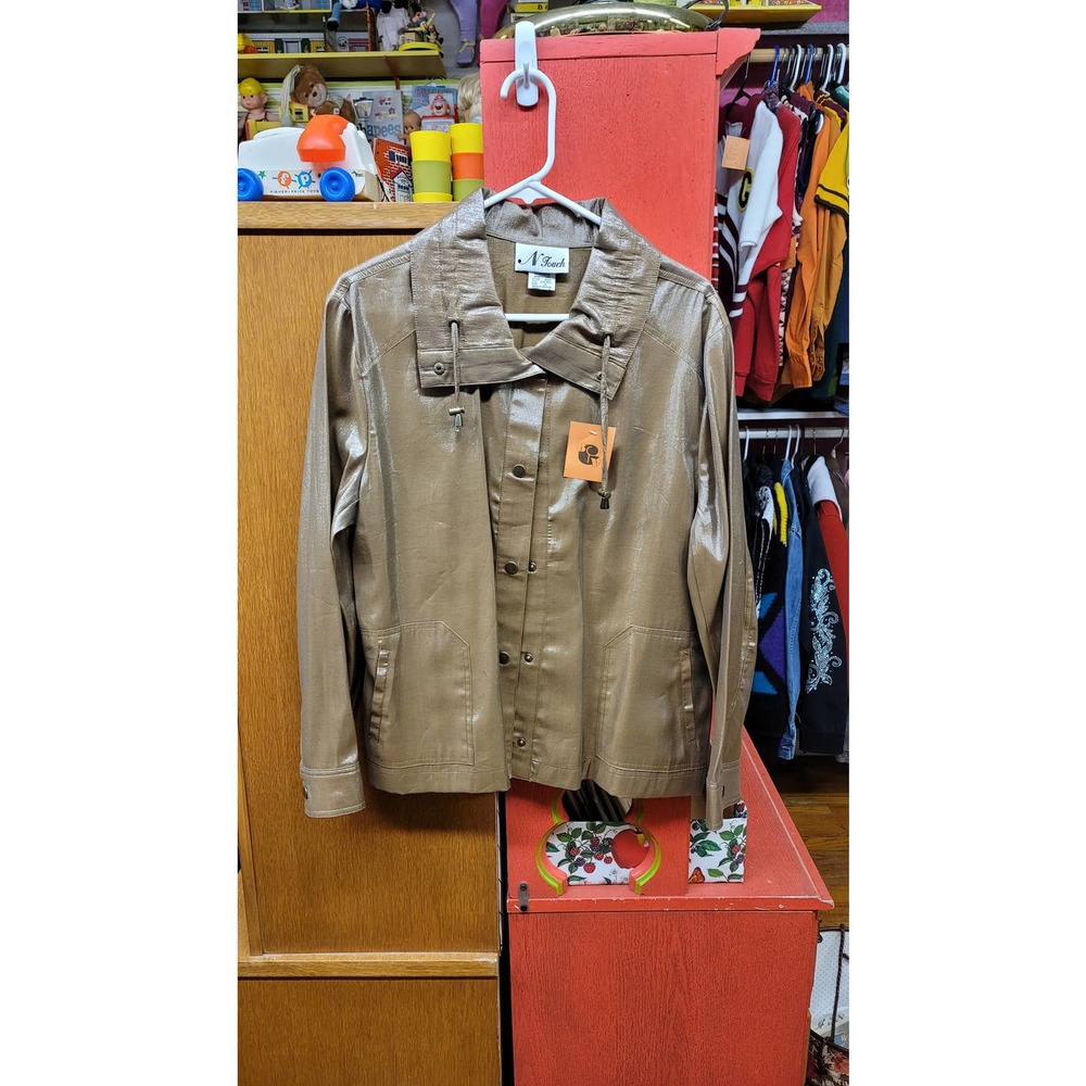L/XL 90s/Y2K gold metallic jacket